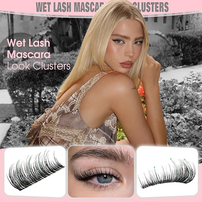 Goddvenus Wispy Natural Lash Clusters 12-14-16mm CC Curl DIY Cluster Eyelash Extensions for Clean Makeup, Individual False Eyelashes Cat Eye Lash Clusters