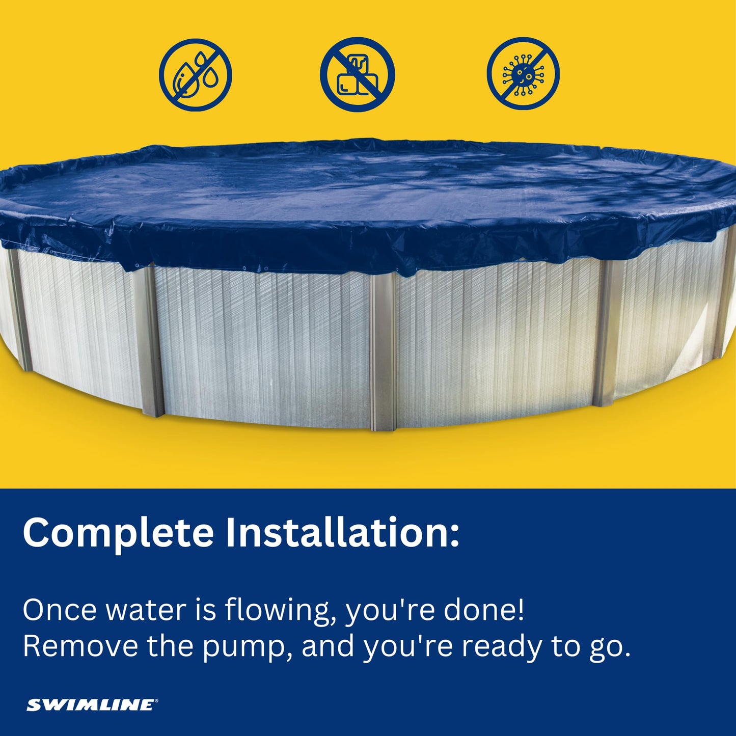 SWIMLINE HYDROTOOLS ORIGINAL Submersible Pool Cover Water Siphon Pump Automatic Removal For Above Ground Swimming Pools, Covers, & Hot Tubs Winterizing Kit |Non Electric Drain Hose Cover Saver 5436