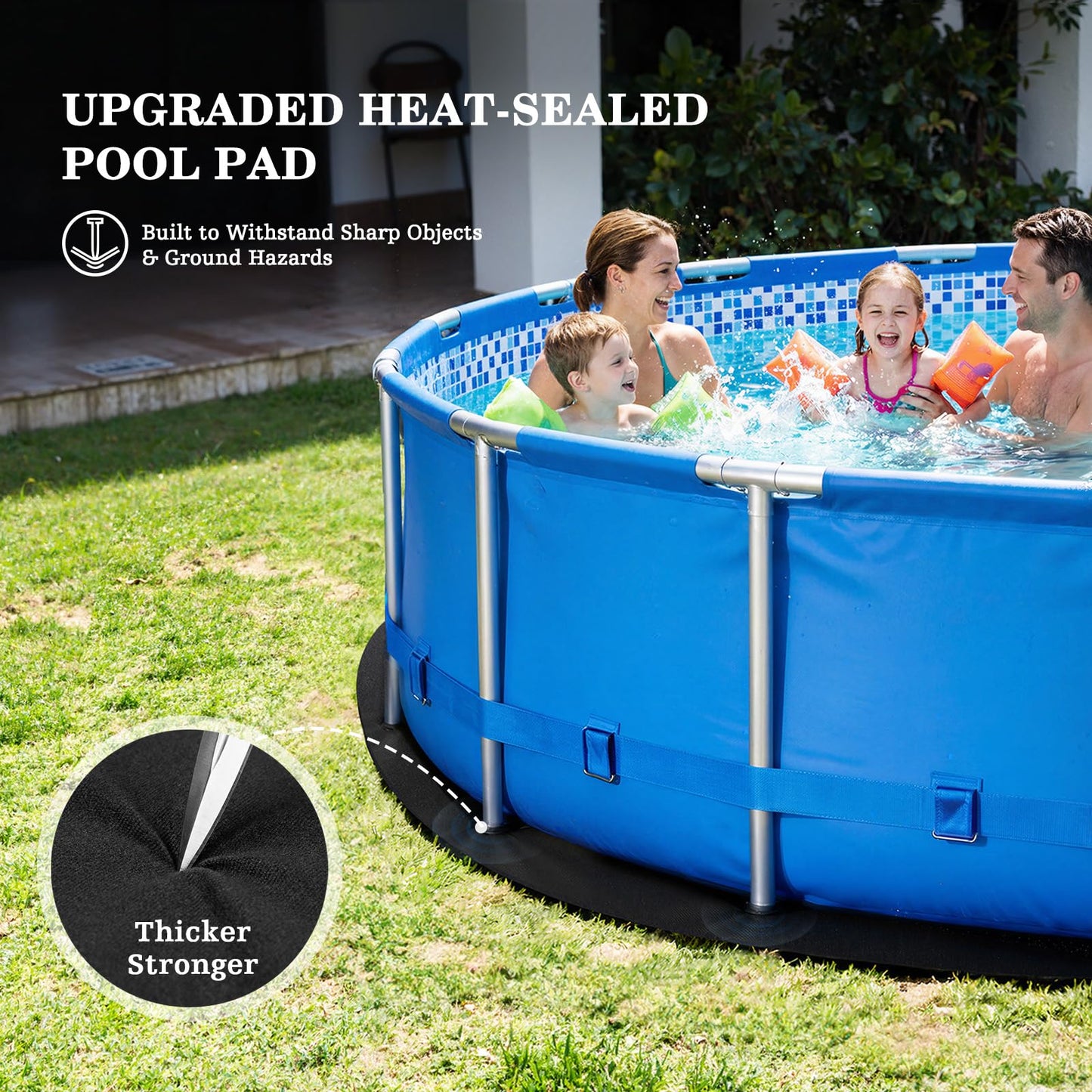 UIRWAY 21FT Round Pool Liner Pad for Above Ground Pools, [2026 New Pool Pad 300G/M² Thicker] Puncture Proof Heavy Duty Pool Ground Mat Under Pool Pad, Pools Bottom Liner Protector, Extend Liner Life