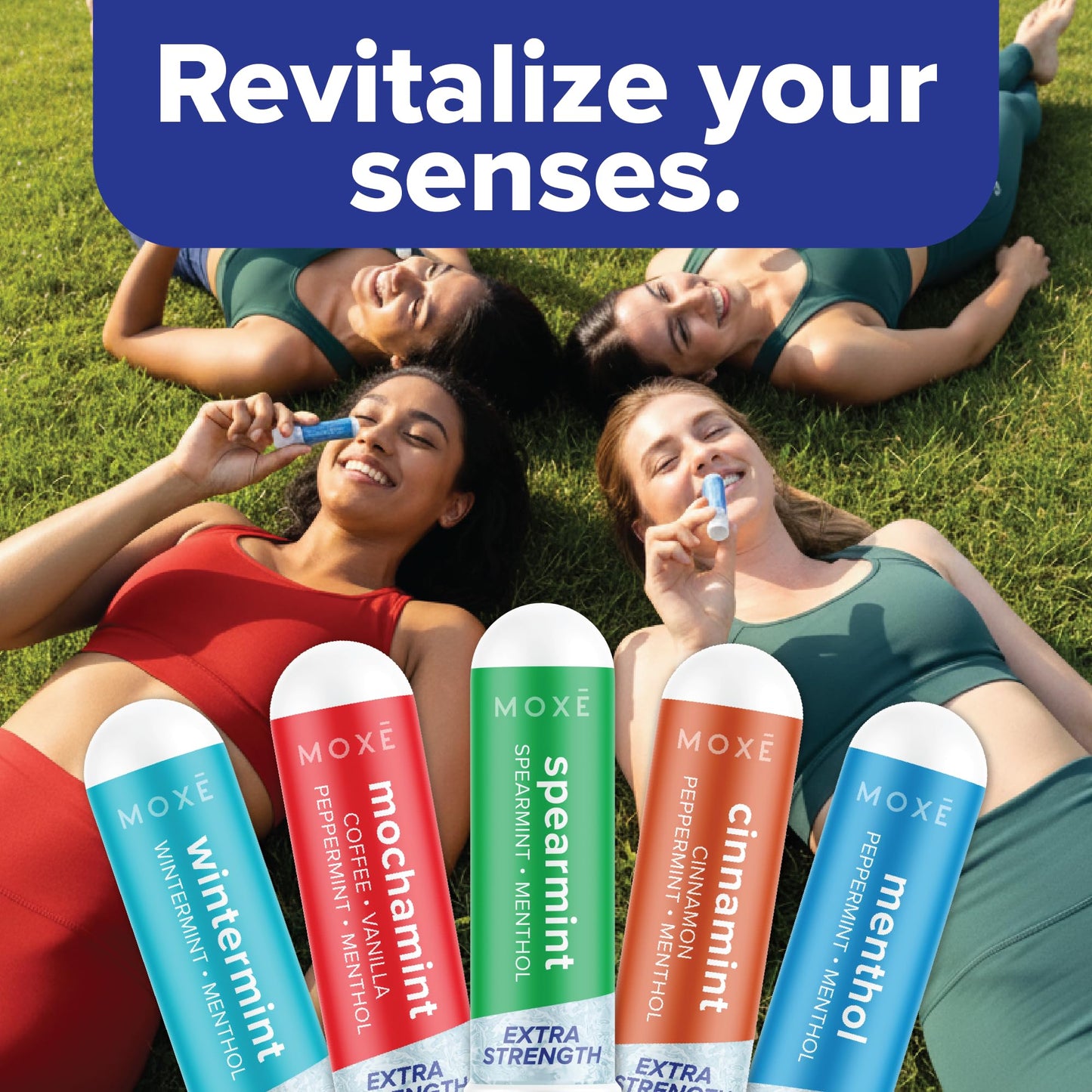 MOXĒ Extra Strength Nasal Inhaler Variety Pack | 5 Powerful Aromatherapy Blends for Sinus Relief, Clarity & Refreshing Energy | Spearmint, Cinnamint, Menthol, Peppermint Mocha & Wintermint