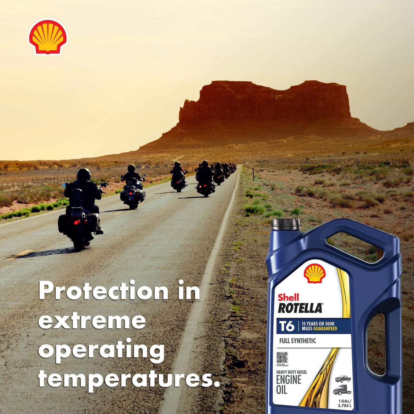 Shell Rotella T6 Full Synthetic 5W-40 Diesel Engine Oil, 1 Gallon (3 Pack)