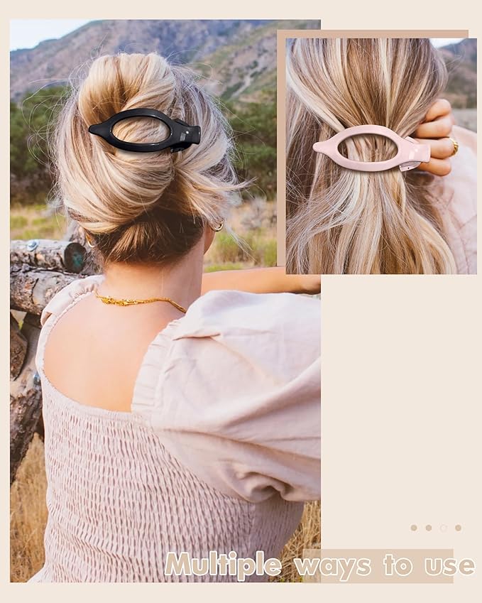 French Flat Hair Clips for Women - 6Pcs Flat Hair Claws for Thin Thick Hair Strong Hold No Slip Grip Hair Claw Clips for Women Girls (Transparent)