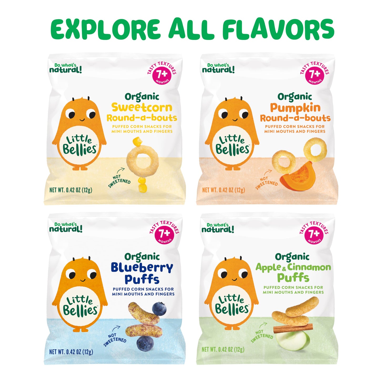 Little Bellies Organic Blueberry Puffs Baby Snack (Pack of 18 x 0.42 oz Individual Packs)
