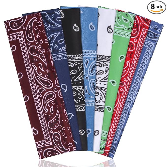 Ztomine 8 Pack Headbands for Women Non Slip - Stylish Sports Hair Bands for Women's Hair - Soft Cotton Cloth Stretchy Headbands for Women for Yoga, Outdoor Exercise Running