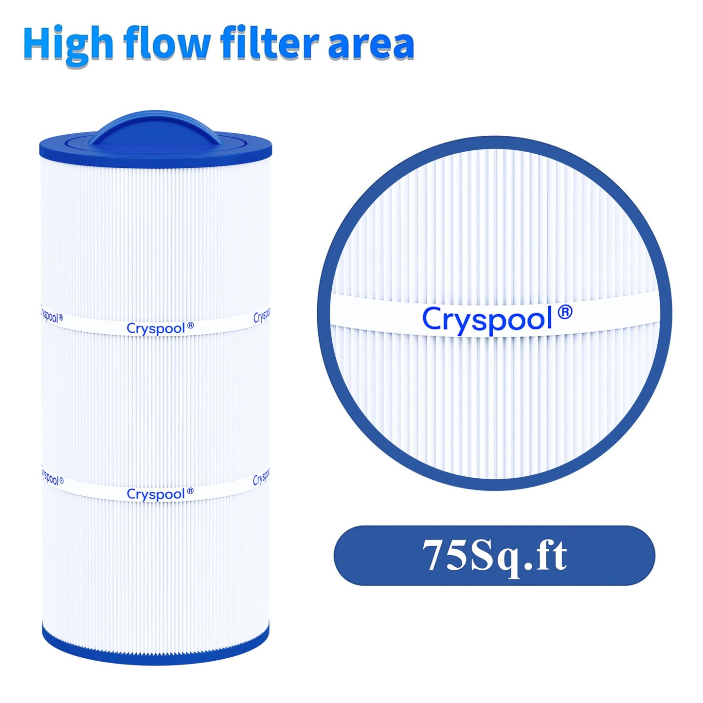 Cryspool® 07043 Filter Compatible with Caldera 75, C-7375, 1019301, 73531, PCD75N, FC-3964, 75 Sq. Ft Spa Filter Cartridge, 1 Pack