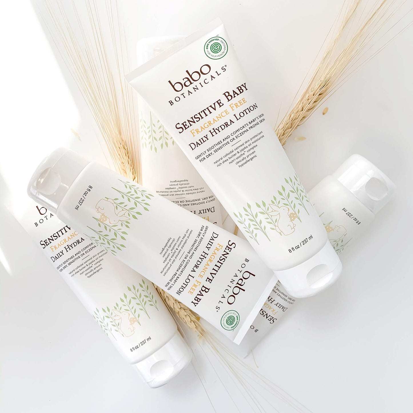 Babo Botanicals Sensitive Baby Fragrance-Free Daily Hydrating Baby Lotion- For body & face - For Babies, Kids & Adults with Sensitive Skin - EWG Verified - Vegan (Packaging may vary)