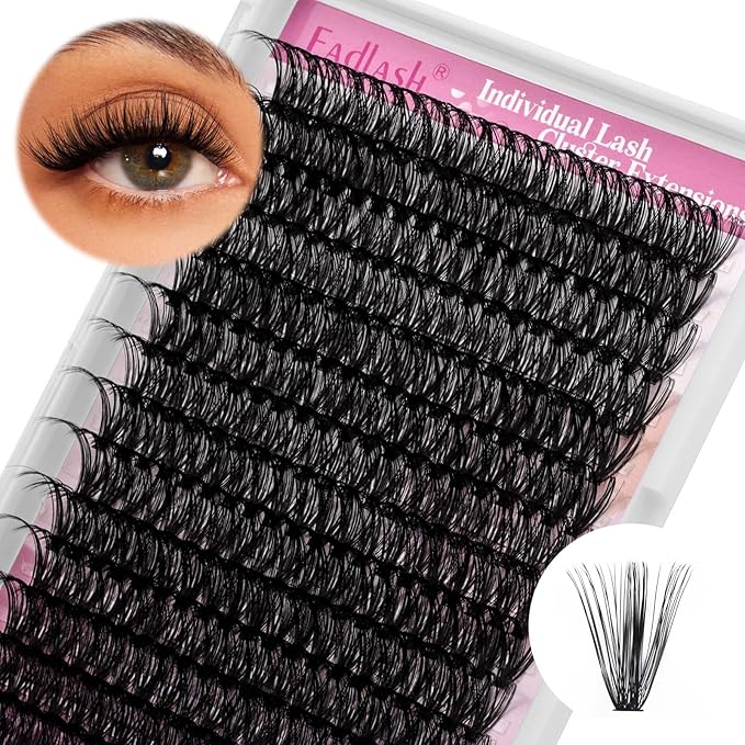 Lash Clusters 20mm Individual Lashes Cluster Black Volume Eyelash Clusters Long Individual Lash Extensions D Curl Cluster Lashes DIY Eyelash Extension (40D-0.07D, 20mm)