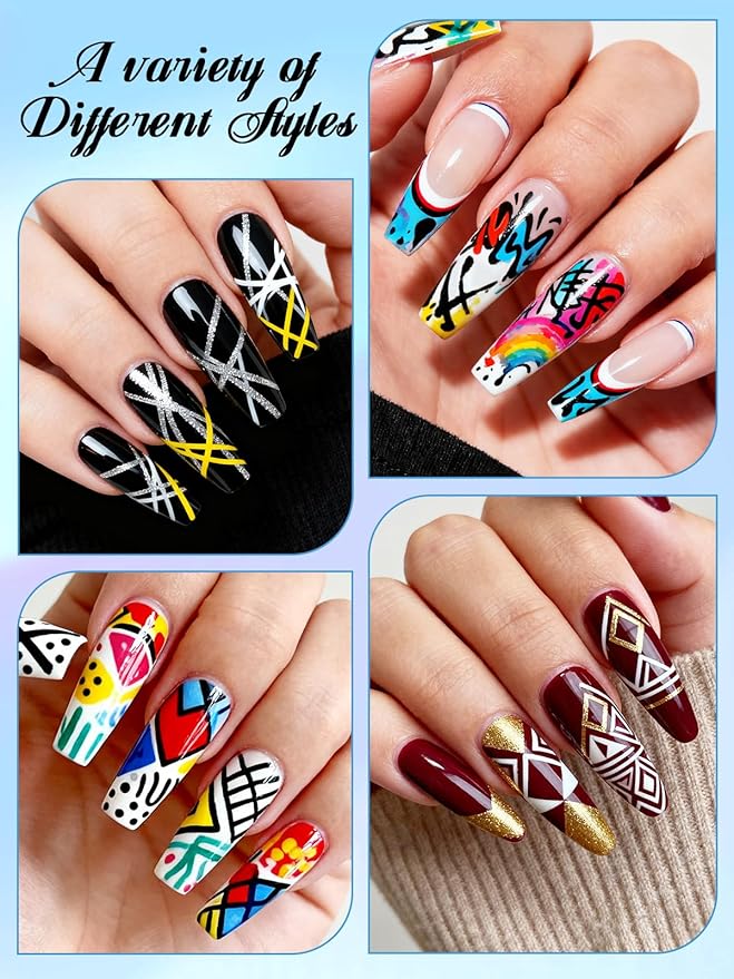 24 Color 3D Nail Art Polish Pens Set, Kalolary Nail Art Markers Point Graffiti Dotting Pen Drawing Painting Liner Double Headed Acrylic Paint for DIY Nail Art