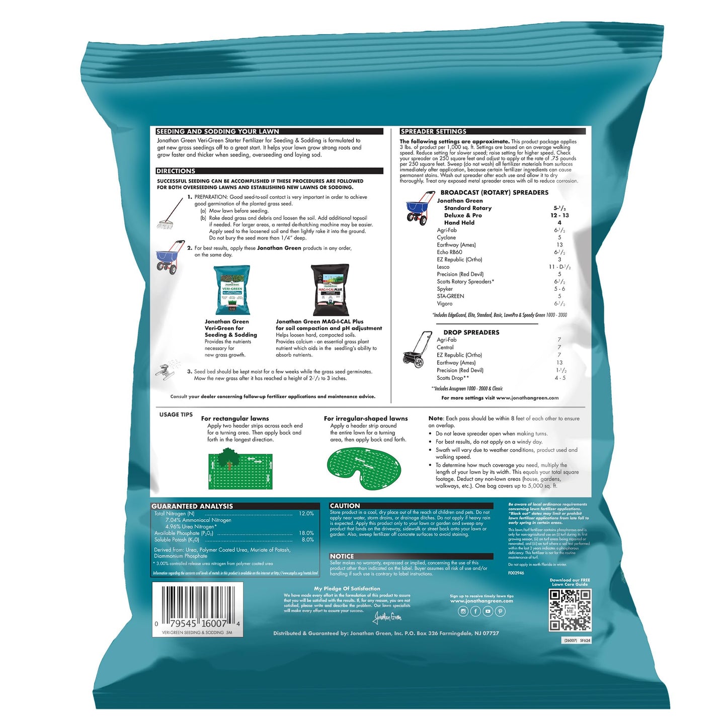 Jonathan Green (16007) Veri-Green Starter Fertilizer for Seeding & Sodding - 12-18-8 Starter Lawn Fertilizer (5,000 Sq. Ft.)