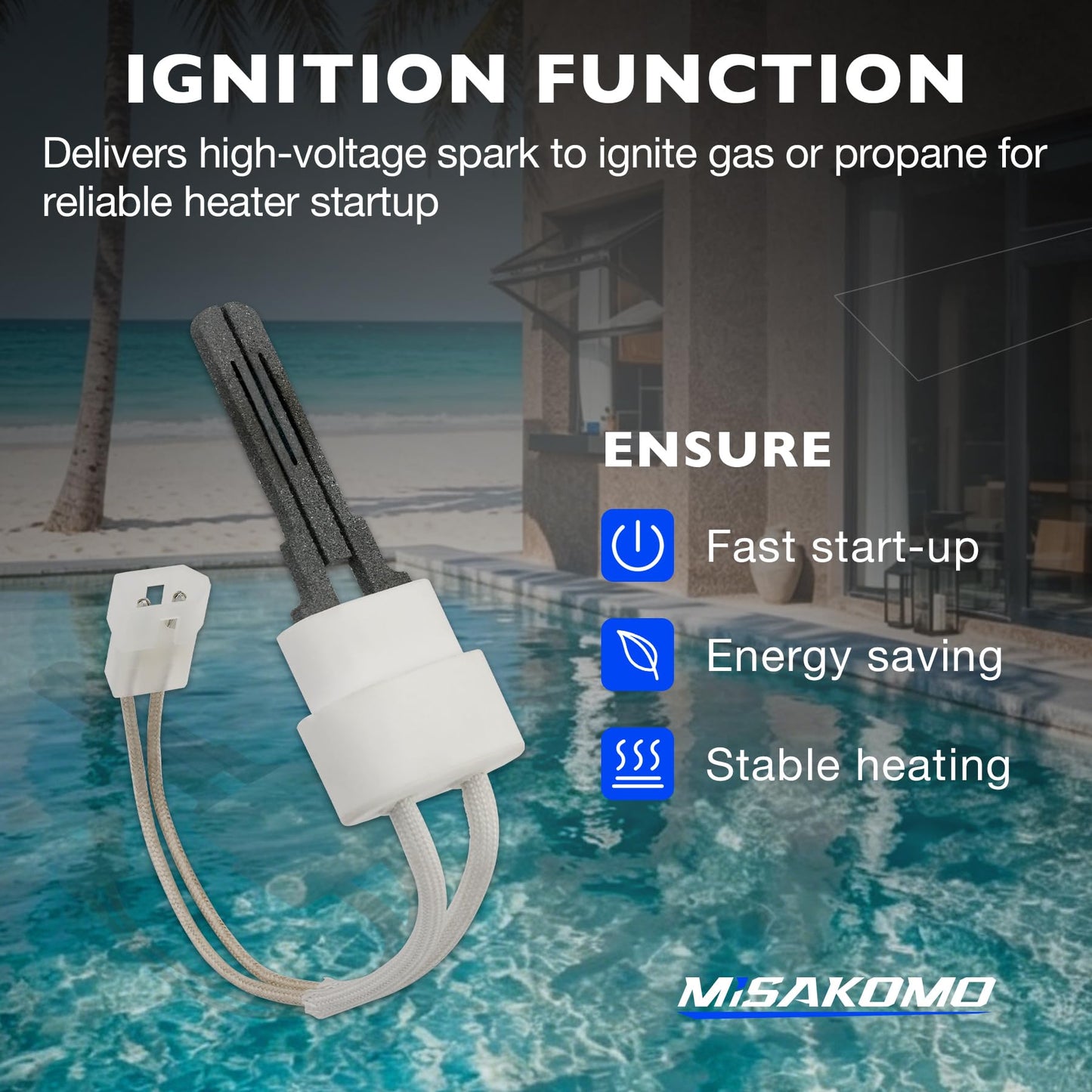 Misakomo Pool Heater Igniter Kit with Gasket Compatible with Pentair MasterTemp 200/250/300/400 & Max-E-Therm for Pool and Spa Heater Igniter Kit, Replace# 77707-0054