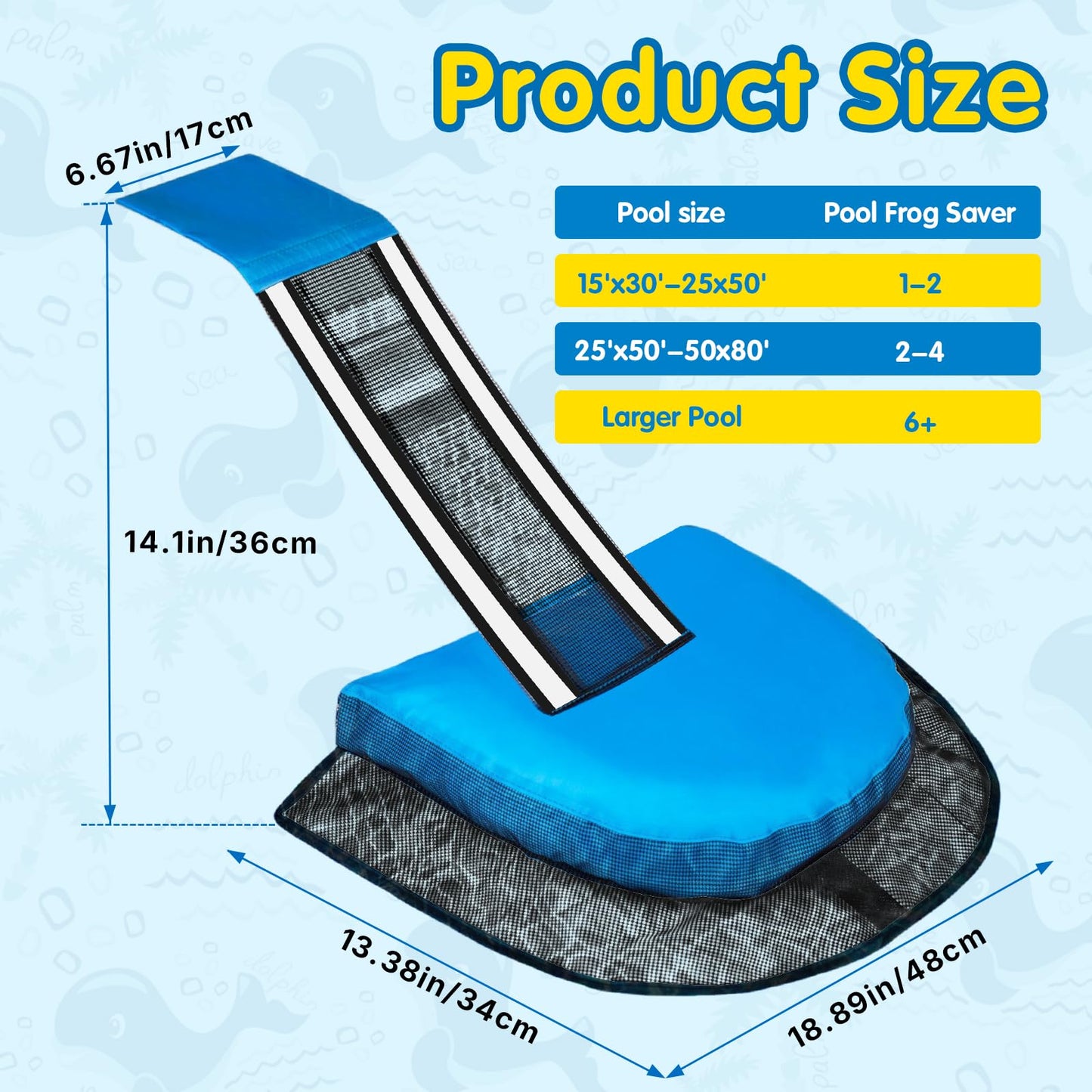 SDLDEER Animal Saving Escape Ramp Critters, 2Pcs Frog Saver Pads Ladder for Swimming Pools Lily Pad for Frogs Float Life Saving Wildlife Duck Creature Rescue Bridge Log Maintenance Kits（Blue）