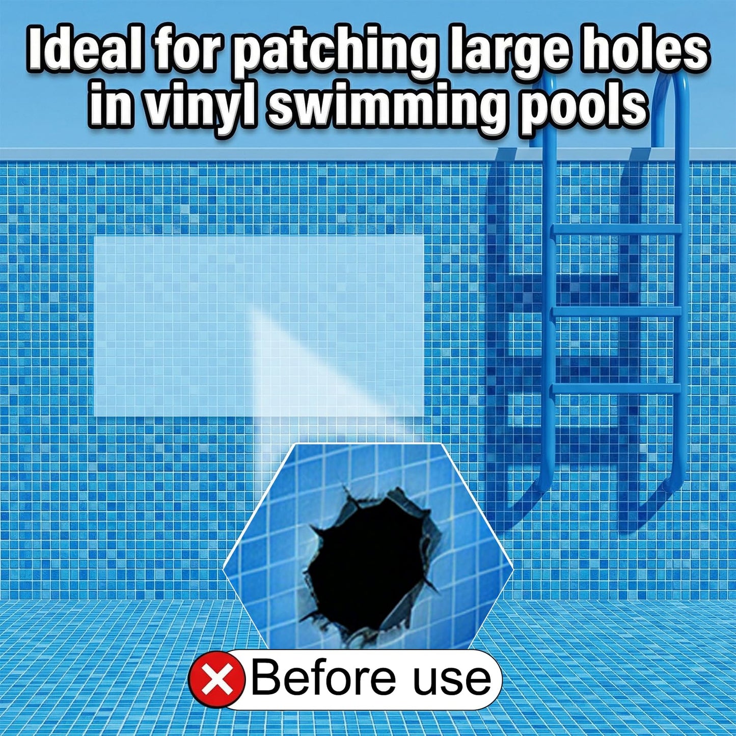 Extra Large Pool Liner Repair Patch, 2.79 x 4.1 Ft Self-Adhesive TPU Waterproof Patch Repair Kit for Above Ground Pools, Inflatable Pools, Pool Floats, Bounce Houses