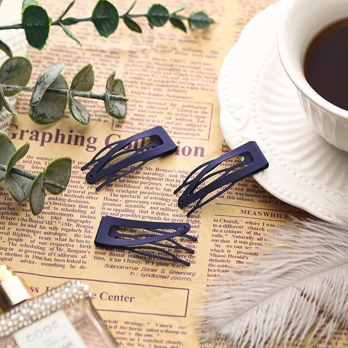 Chinco 24 Pcs Double Grip Hair Clips Metal Snap Clips Women Barrettes for Hair Making, Salon Supplies(Navy Blue,2 Inch)