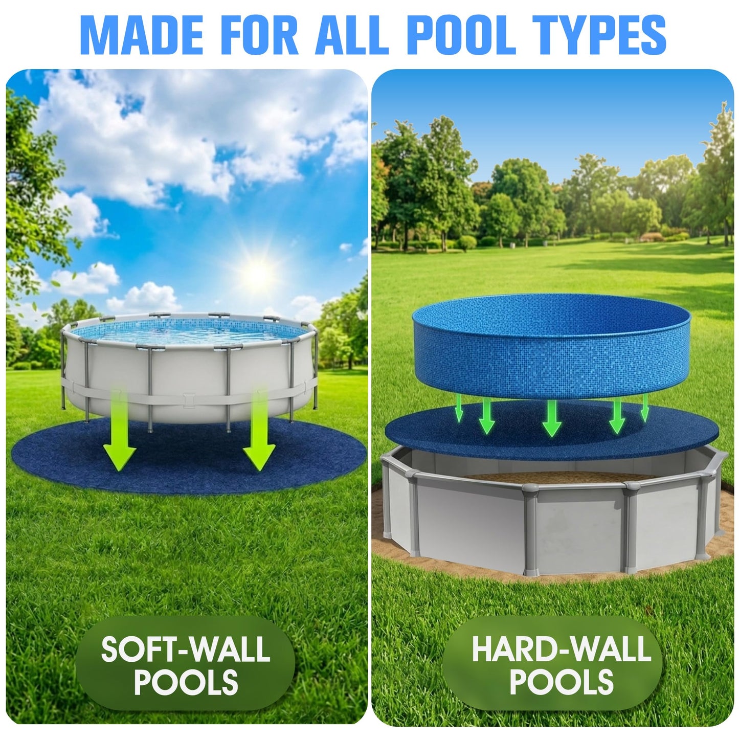 15FT Round Heavy Duty Pool Liner Pad Above Ground,[2026 New Pool Pad 360G/M² Thicker]Under Pool Padding,Pool Mats for Pool Bottom,Above Ground Pool Underlayment,Prevents Puncture&Extends Liner Life