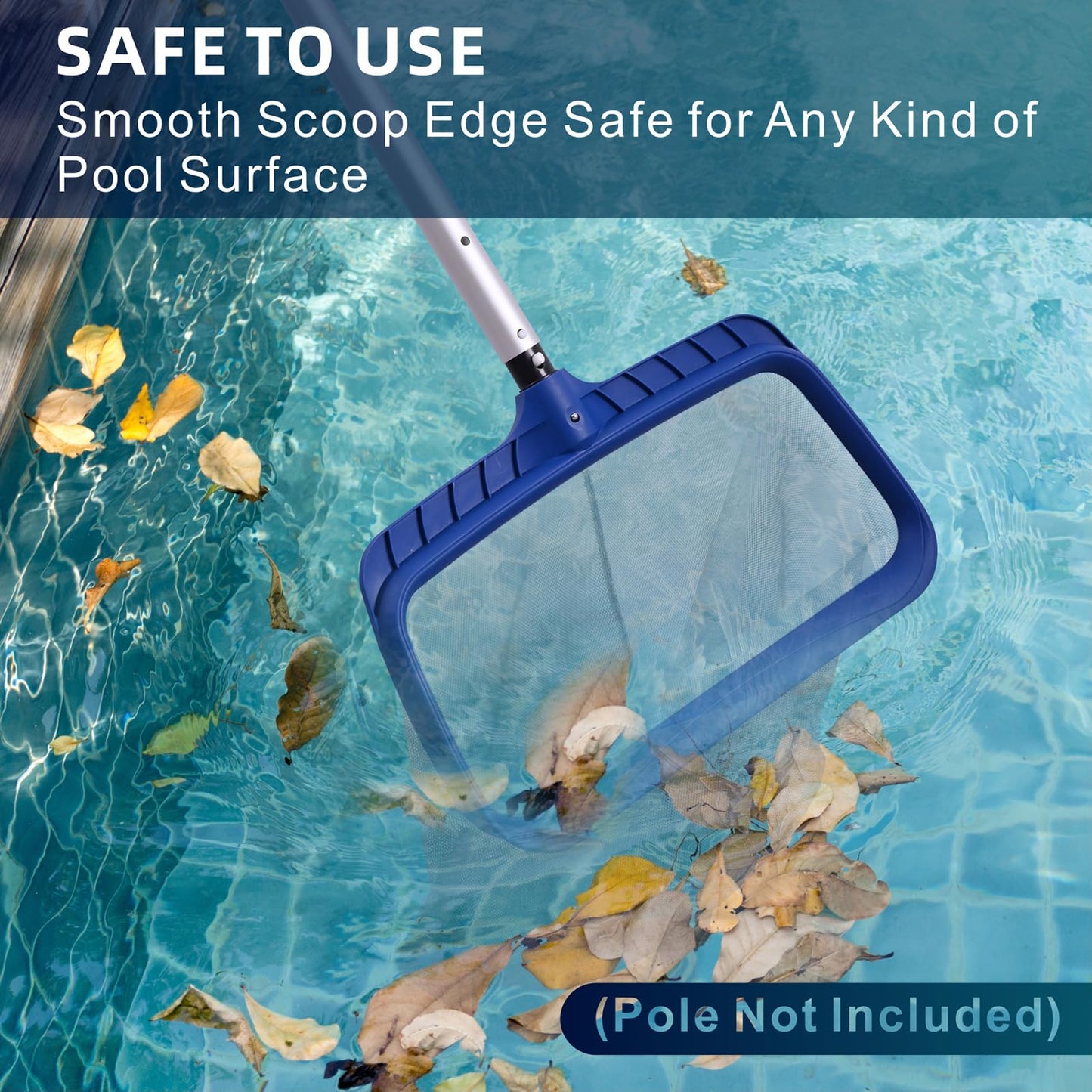 POOLAZA Pool Skimmer Net, Larger Capacity Pool Net Skimmer with Durable Deep Net, Sturdy Frame Pool Nets for Cleaning Effortlessly, High-Efficiency Pool Leaf Net with Easy Scoop Edges