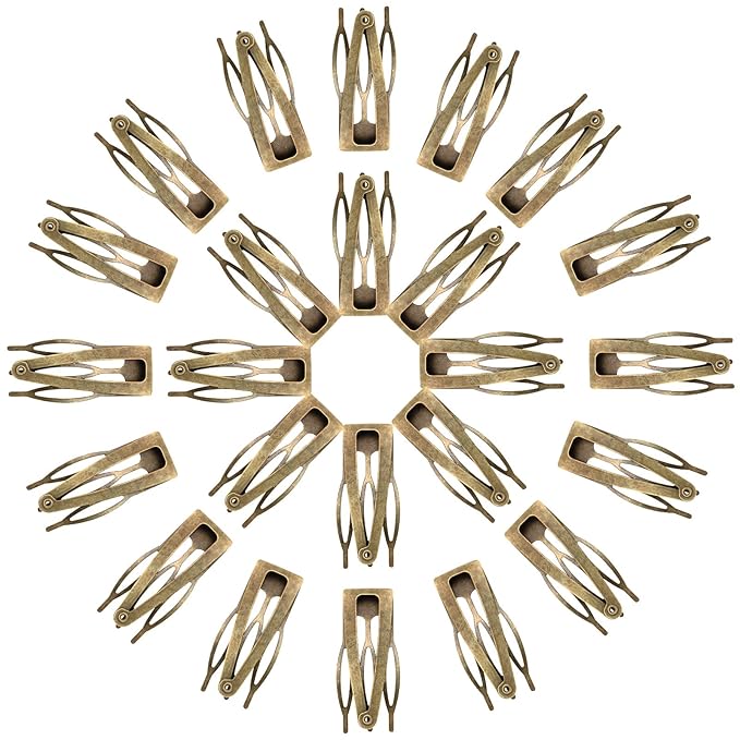 Chinco 24 Pcs Double Grip Hair Clips Metal Snap Clips Women Barrettes for Hair Making, Salon Supplies(Ancient Bronze,2 Inch)