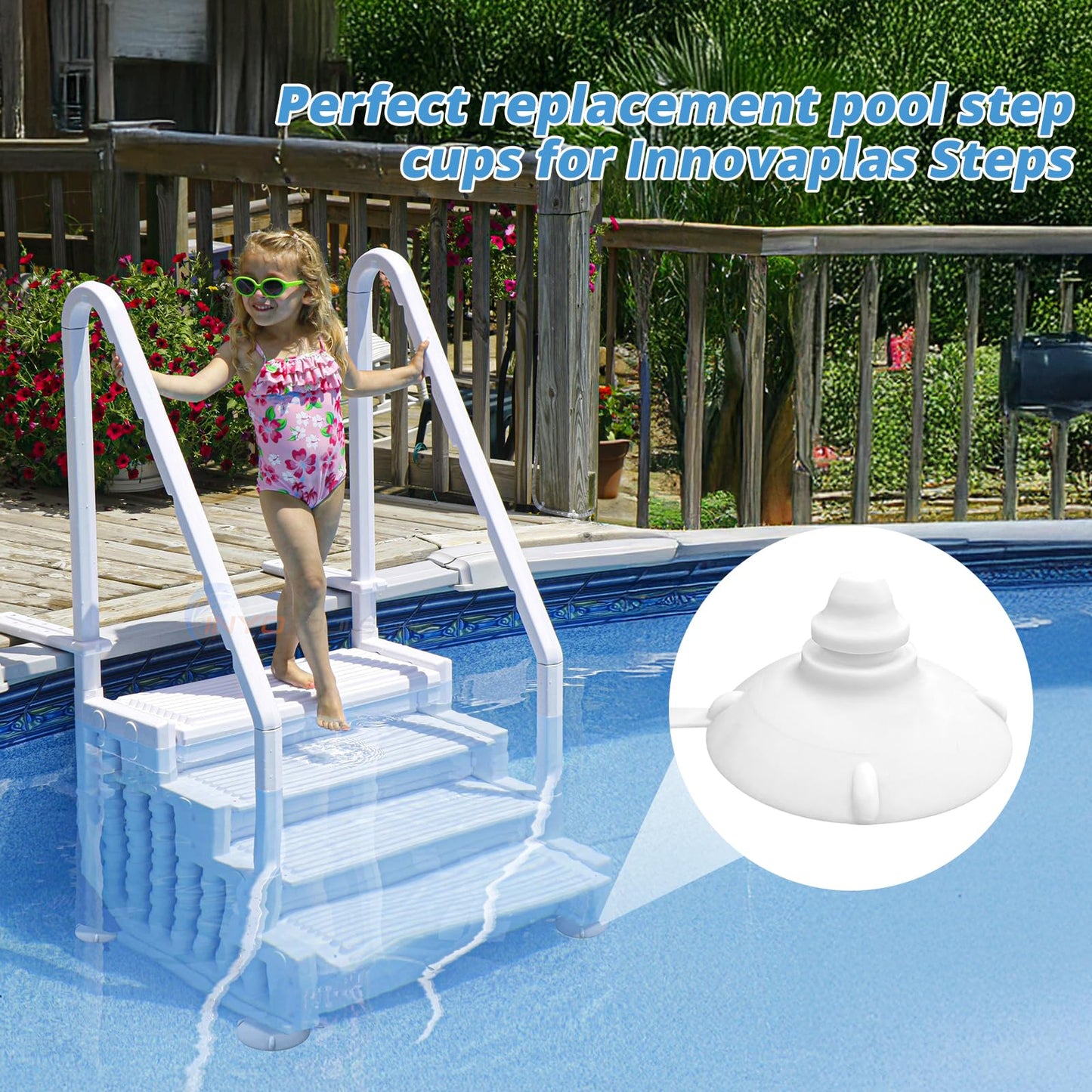 Pool Step Suction Cups, Step Cups Replacement for Innovaplas Above Ground Swimming Pool Steps (4 Pack)