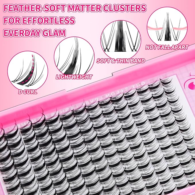 RITALASH Fairy Lash Clusters Wispy Cluster Lashes DIY Wet-Look Spiky Clusters Eyelash Extensions Lash Extension False Eyelashes Natural Look Invisible Lash Band Individual Lashes (Fairy,8-18mm)