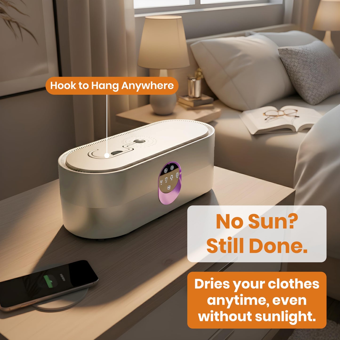 Portable Clothes Dryer, Clothes Dryer Hold 12 Items, With 4 Time Setting, Remote Control, Portable Dryers For Laundry, Apartments, RV, Travel, Low noise, Energy Saving