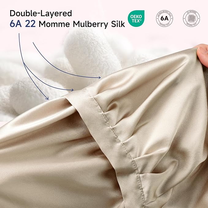 Kaome 100% Mulberry Silk Bonnet for Sleeping Women, 22 Momme Double Layer Silk Hair Wrap, Non-Slip Sleep Cap with Adjustable