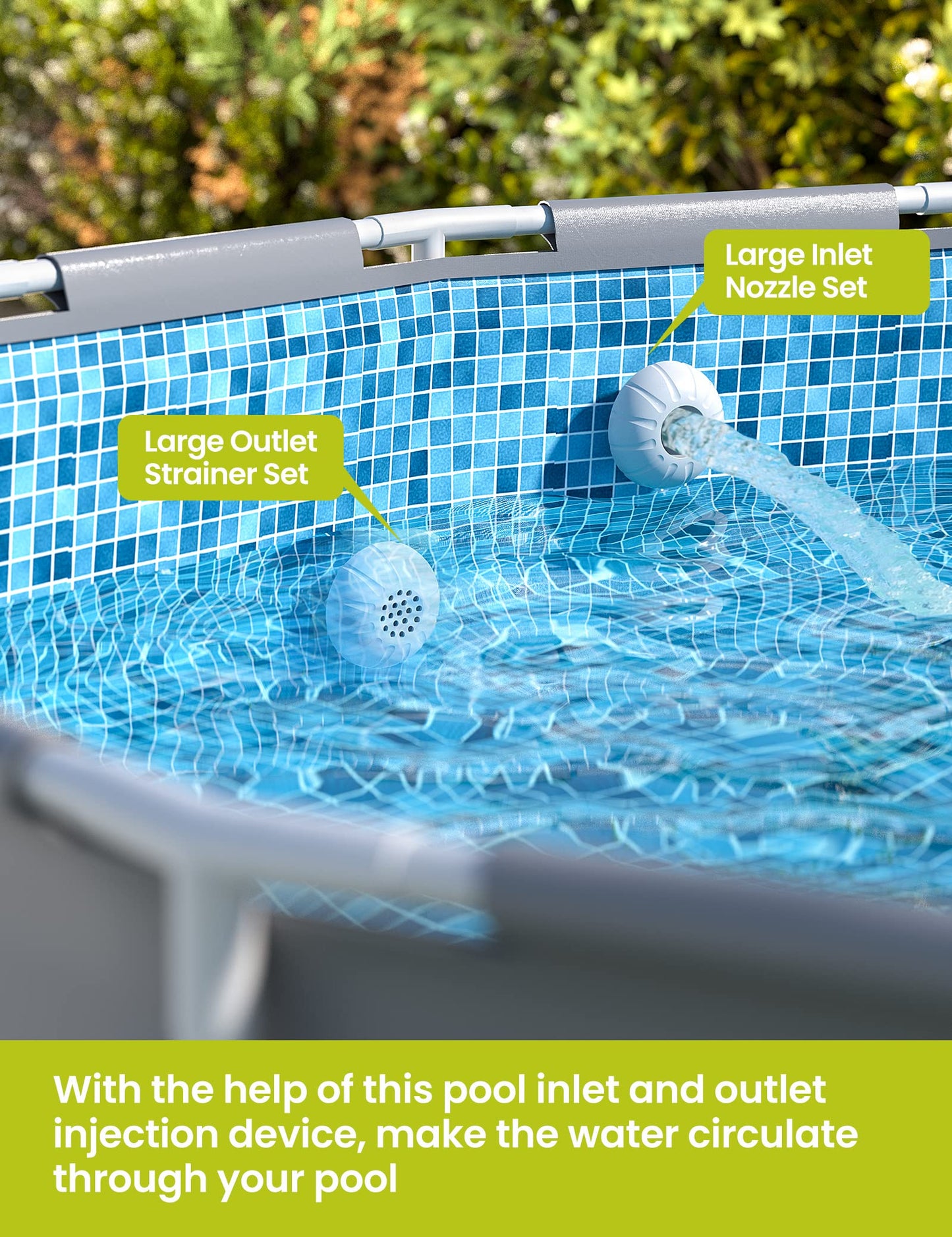 POOLHACKER Above Ground Pool Parts, Pool Accessories and Parts Includes Plunger Valve, Pool Inlet Nozzlet and Outlet Strainer Part Set, Above Ground Swimming Pool Plunger Valves Replacement Part