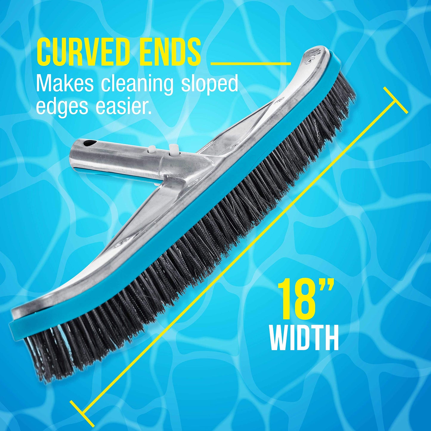 U.S. Pool Supply Pool Brush Head for Inground Pools - 18" Stainless Steel Pool Brush, Metal Wire Bristles, Underwater Scrubber Brushes - Remove Calcium Build-Up on Tiles, Rust Stains on Concrete Walls