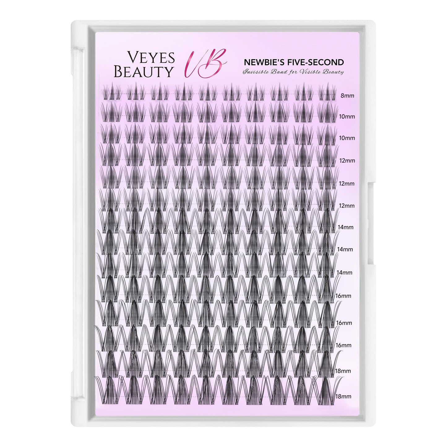 VEYESBEAUTY Manga Lash Clusters Eyelash Extensions Thin & Invisible Band DIY Individual False Eyelashes Newbie's Five-Second Series Wispy Lash Tray for Self-application, Lashes 8-18mm Mixed Length
