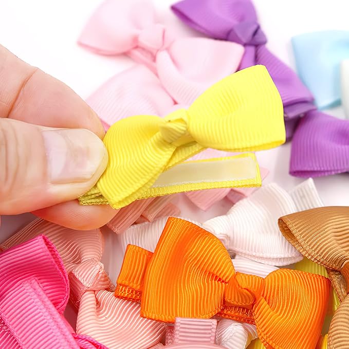 CÉLLOT Baby Hair Clips 50 Pieces 25 Colors in Pairs Baby Girls Fully Lined Bows Hair Pins Tiny 2" Hair Bows Alligator Clips for Girls Infants Toddlers