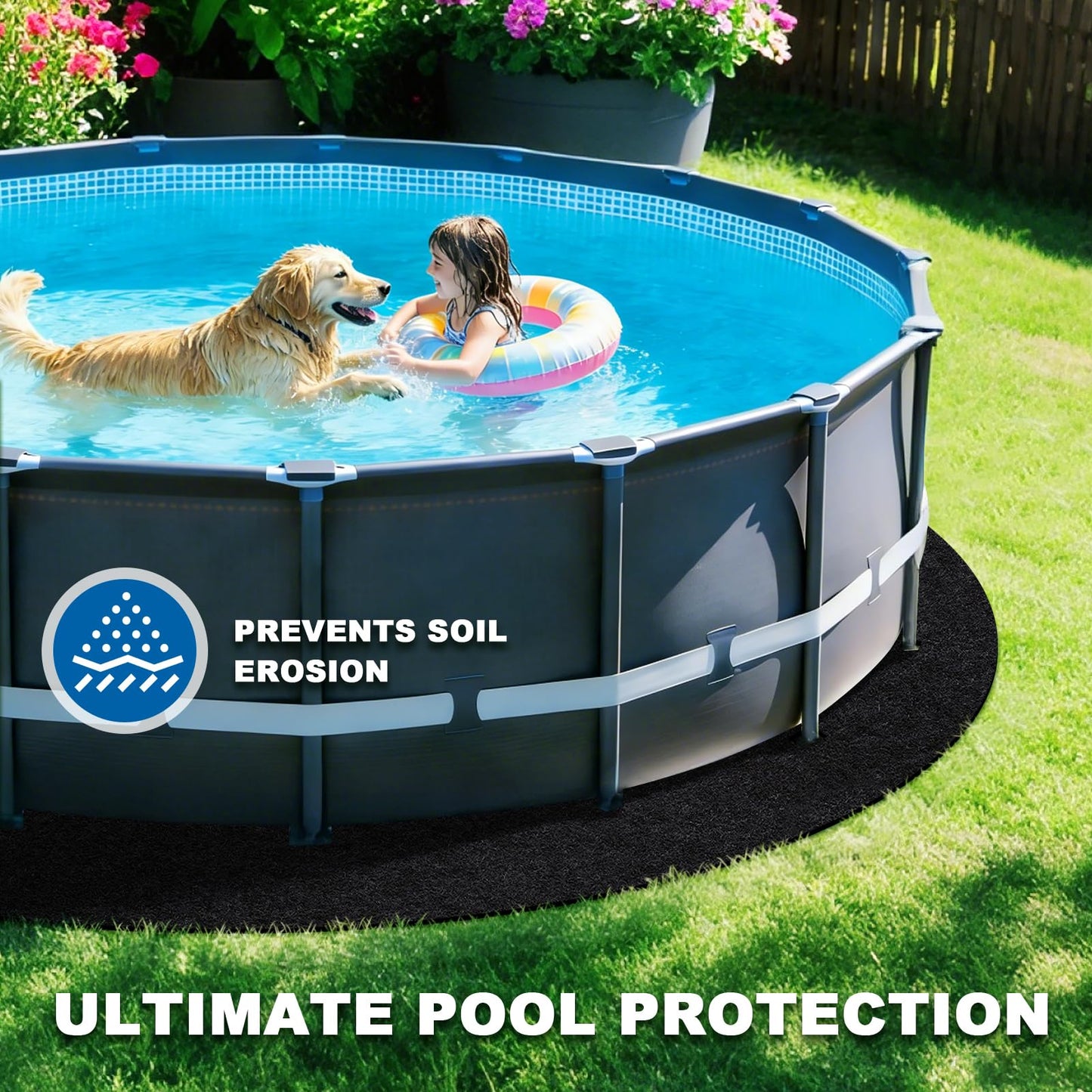 300G/M² Thicker Pool Liner Pad for Above Ground Swimming Pools,12 Ft Round Under Pool Padding, Durable Geotextile Material, Double Density Puncture Resistant, Extend Liner Life,Mats for Pool Bottom