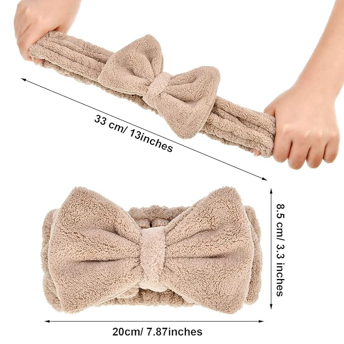 3 Pieces Hair Headband Headband to Wash Face for Women Makeup Spa Headband, Microfiber Bowtie Shower Headband for Women and Girls (Light Pink, Light Green, Light Brown)