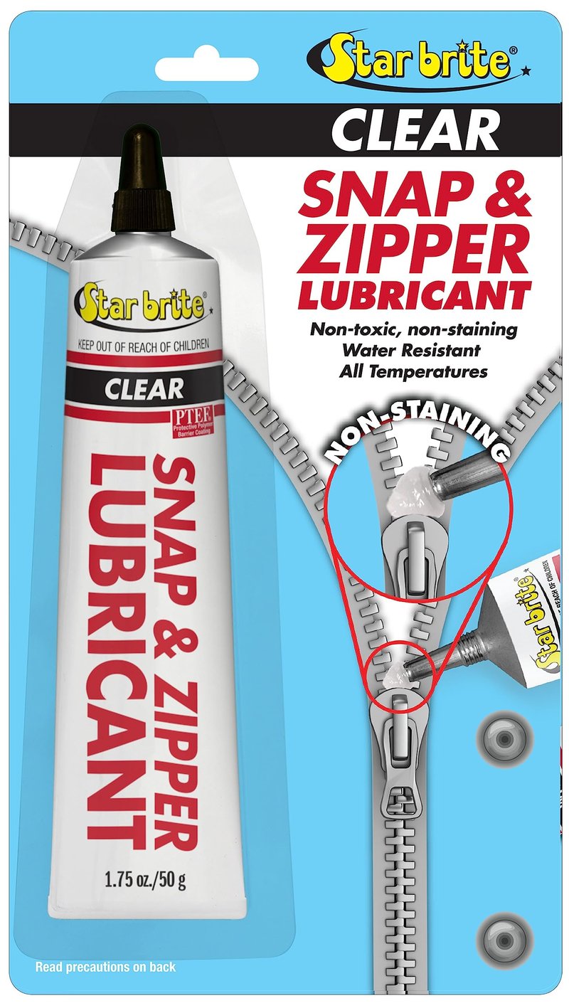 STAR BRITE Snap & Zipper Lubricant - Clear, Non-staining for Clothes, Jeep Tops, Wetsuits, Dive Suits, Gear Bags, Coolers, Biminis, Cushion Covers & More 1.75 OZ (089102)