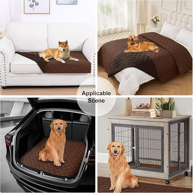 Smiry Reversible Waterproof Couch Covers for Sofa, Washable Dogs Pet Couch Covers for 3 Cushion Sofa Pet Friendly, Water Resistant Furniture Protector Slipcover, Geometric (82"x120", Brown/Chocolate)