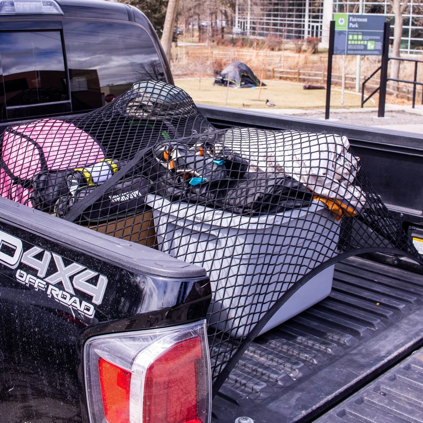 Highly Elastic Cargo Net, Simple Truck Bed Cargo Mesh Organizer, Suitable for Daily Light Loads of Trucks, 4'x4' Stretches to 7'x7' (Double Layer)