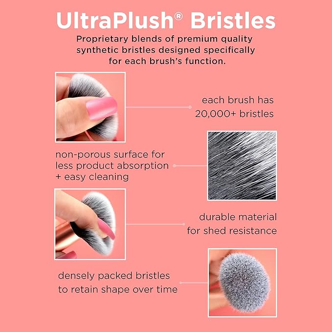 Real Techniques Mini Multitask Makeup Brush, For Blush, Bronzer & Powder, Face Brush with Custom-Cut Synthetic Bristles, For Loose & Pressed Powder, Travel Sized, Vegan & Cruelty-Free, 1 Count