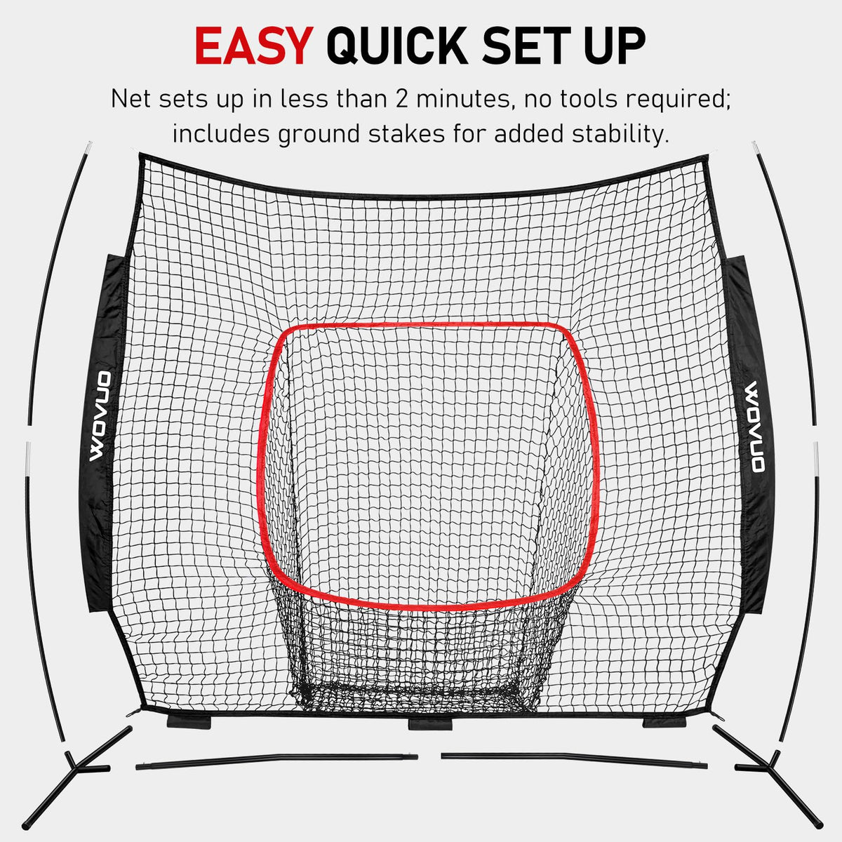 7x7 ft Baseball Net for Batting Pitching Hitting, Softball Pitching Net with Strike Zone, Tee, Ball Caddy, Softball Batting Net Baseball Training Equipment for Kids Adult Youth Sport Practice
