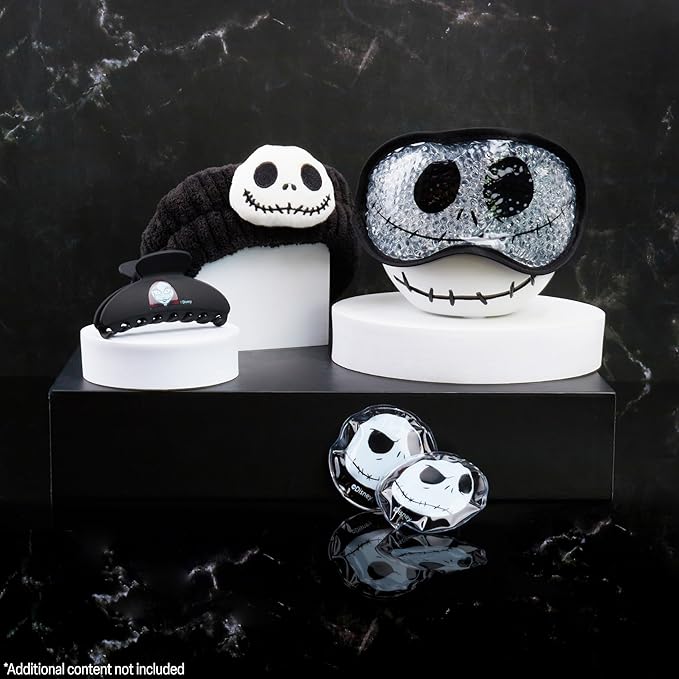 Disney The Nightmare Before Christmas Beauty Accessories Set for Women, Teens with Eye Mask Eye Pads Headband Claw Clip Pampering Gifts for Women, Wife, Girlfriend (Black)