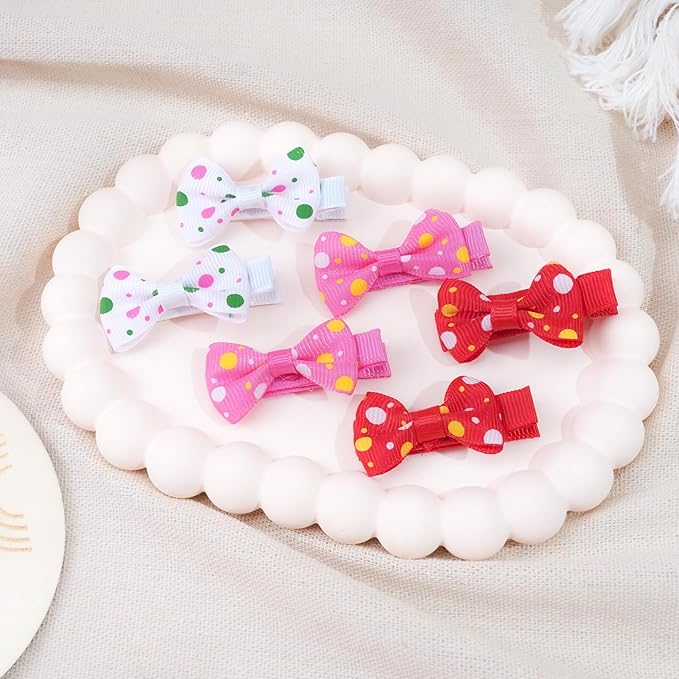 CÉLLOT Baby Hair Clips Baby Girls Fully Lined Bows Pins Tiny 1.6" Hair Bows Alligator Clips for Baby Girls Infants Toddlers Hair Accessories In Pairs