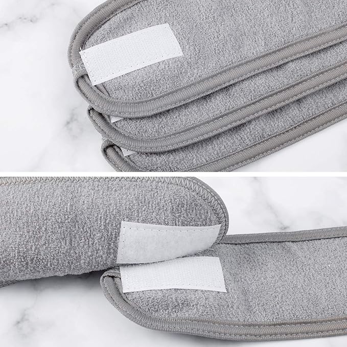 Whaline Spa Facial Headband Head Wrap Terry Cloth Headband 4 Counts Stretch Towel for Bath, Makeup and Sport (Gray)