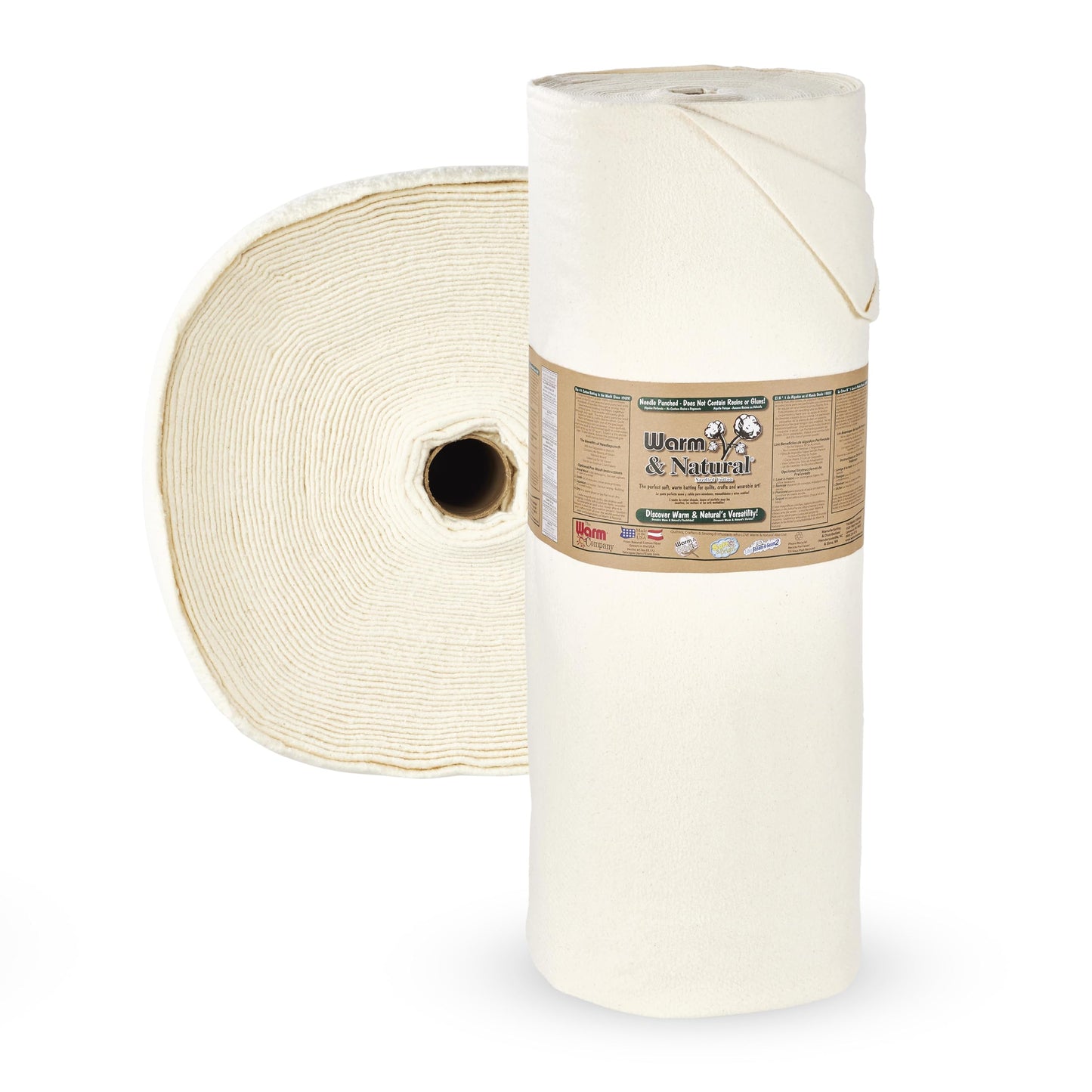 The Warm Company - Warm & Natural Cotton Quilt Batting – 124" x 30 Yard Bolt – Premium Quilt & Craft Batting for Sewing & Quilting Projects