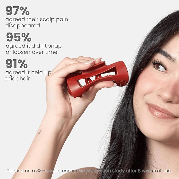 The Original Mello Hair Claw Clip Squishy Claw Clip Made in Korea Patent Pending 30021976 (Red, Medium)