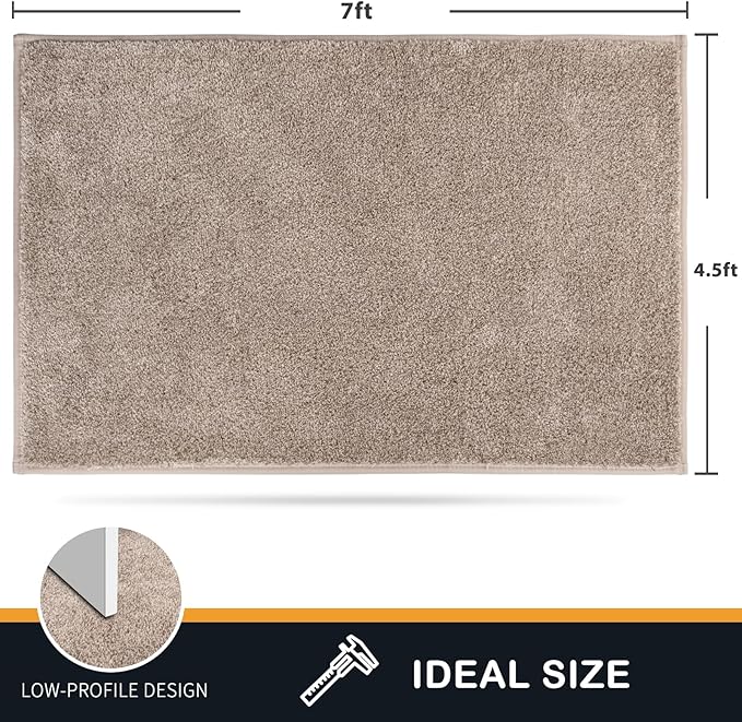 PURRUGS Easy Care Area Rug 4.5ft x 7ft, Non-Slip Washable Entryway Rug, Dog Door Mat, Stain Resistant Accent Rug for Hallway, Living Room, Bedroom and Mudroom, Taupe