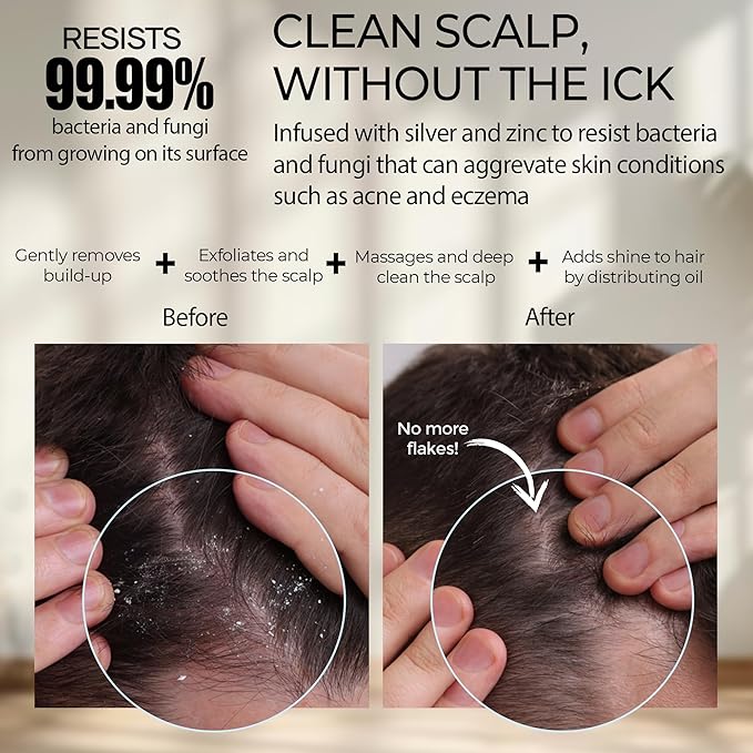 Fiora Naturals Scalp Massager Shampoo Brush - Silicon Scalp Scrubber & Exfoliator for Dandruff Removal and Hair Growth, Brush for Wet & Dry Hair, for Men, Women, Kids - BPA Free