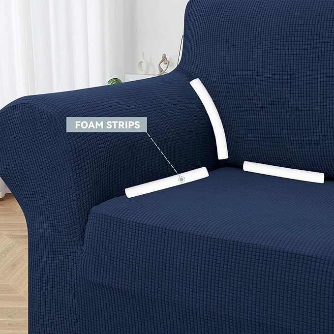 LURKA Stretch Oversized Sofa Slipcovers 1 Piece Couch Covers for 3 Cushion Couch Sofa Furniture Protector Full Sofa Covers with Elastic Bottom for Kids and Pet (X-Large, Navy)