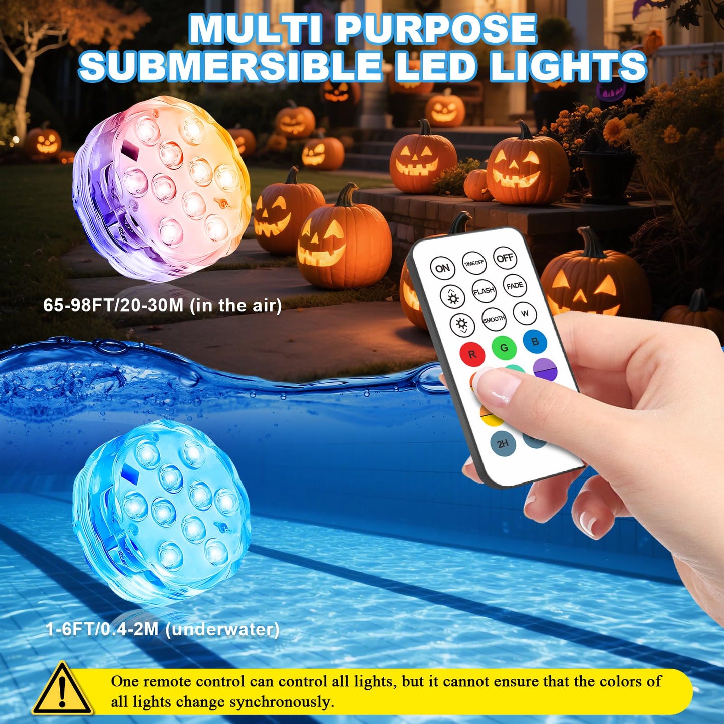 Creatrek Pool Lights with Remote, 10 Color Changing Pool Lights for Above Ground Pools, Battery Operated Submersible LED Lights for Pond, Bathtub, Hot Tub, Party, 4 Pack