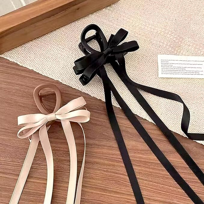 Bow Hair Claw Clips for Women Butterfly Hair Clips 3.15" Medium Size Bow Hair Clip for Girls Tassel Ribbon Bowknot Hair Accessories for Birthday Party Show Christmas Thanksgiving 3 Pcs