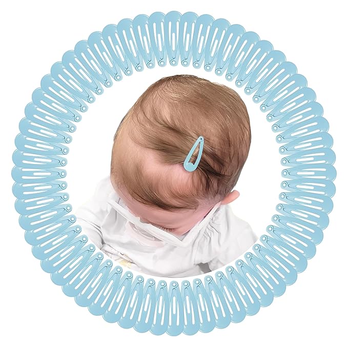 1Inch Baby Blue Snap Hair Clips, 60Pcs Small Clips for Little Girls, Baby Infant 3cm Candy Color Hair Clips Barrettes for Toddlers Hair Accessories