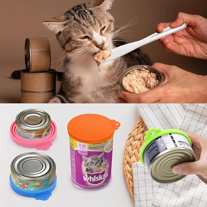 Lydia's Deal 4 Pack Universal Pet Food Can Covers, Silicone Lids for Dog and Cat Cans, Fit Most Standard Sizes (Multicolor)
