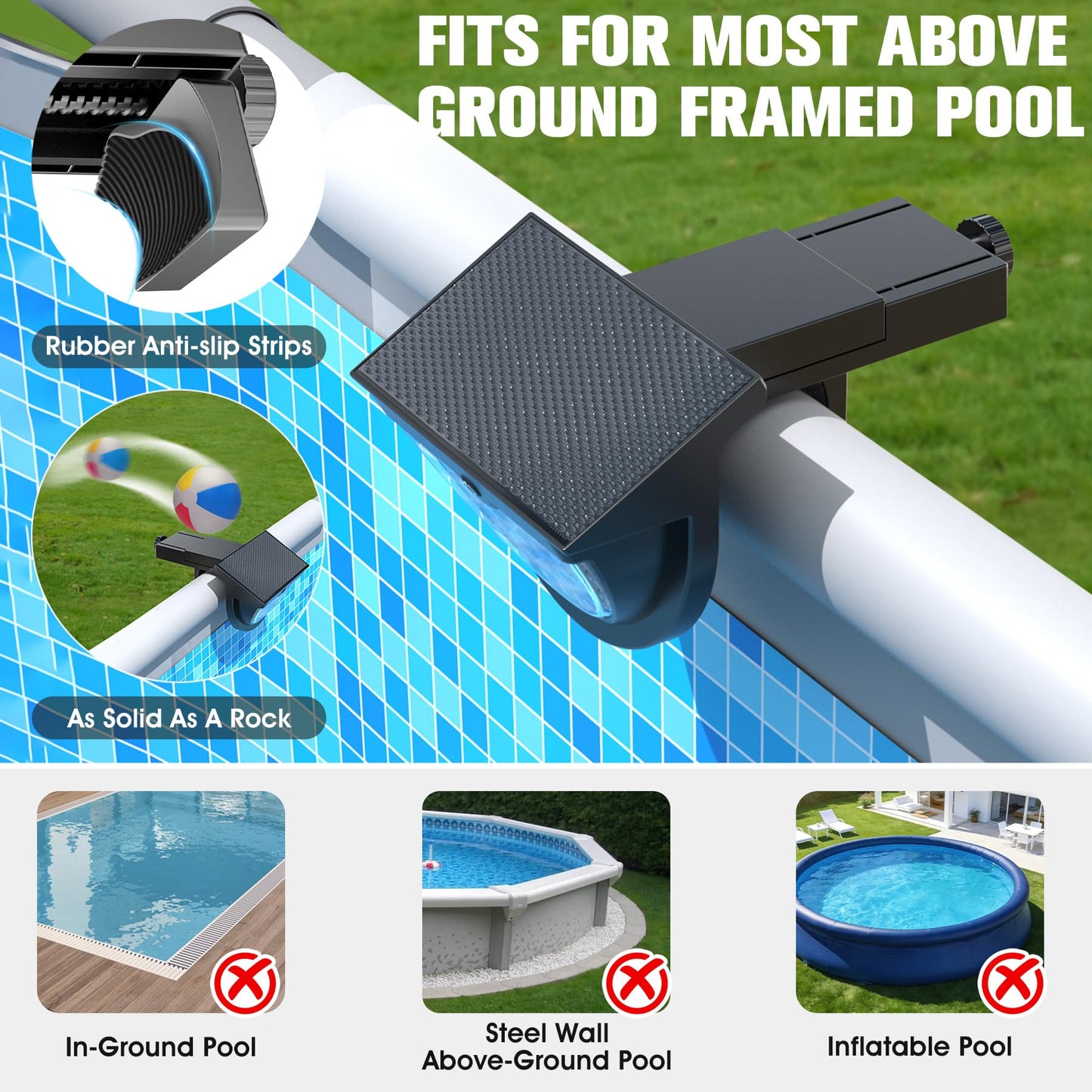 Solar Pool Lights,2026 Upgraded Solar Powered Above Ground Pool Lights,Frame Pool light Waterproof,Outdoor Swimming Pool Solar Light,Color Changing Pool Lighting for Above Ground Pool Accessories-2PCS