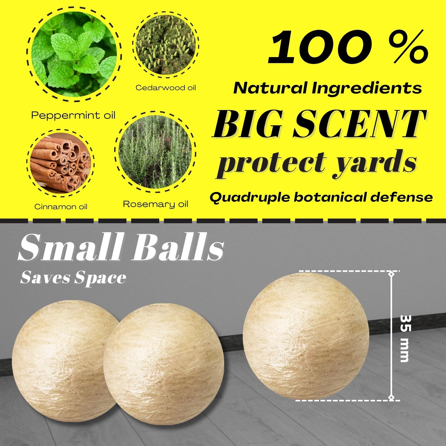 Natural Peppermint Spider Repellent Indoor Pet Safe & Ant Control Balls,Rodent Repellent for Car Engine, Home Storage, Fresh Mint Scent, Safe for Kids and Pets