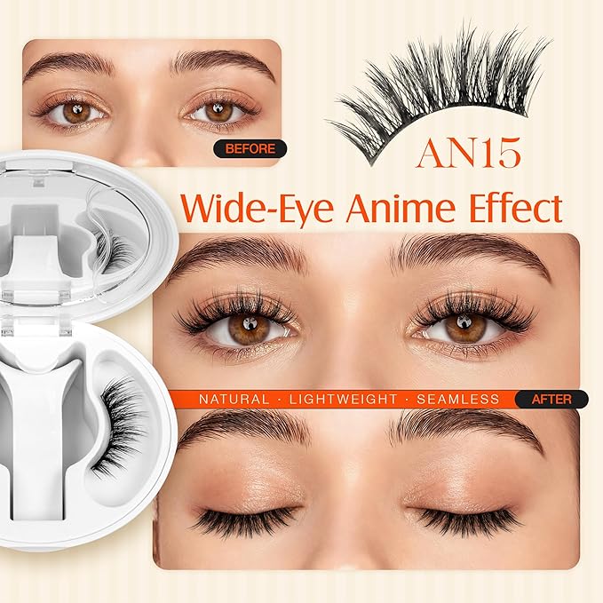 LASHVIEW Upgrade Magnetic Eyelashes with Applicator Soft Magnetic Eyelashes Natural Look Reusable No Glue Needed Easy to Wear and Remove (YT15)